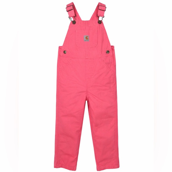 Carhartt Other - Carhartt Girls Loose Fit Canvas Bib Overalls Pink Lemonade 3T Workwear Kids
